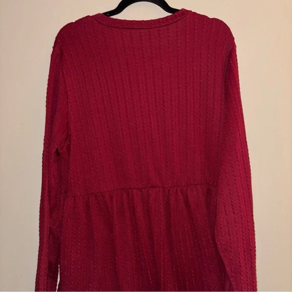 Aislinn Clothing Women’s Burgundy Textured A-Line Long-sleeve Dress Size 3X - Picture 6 of 7